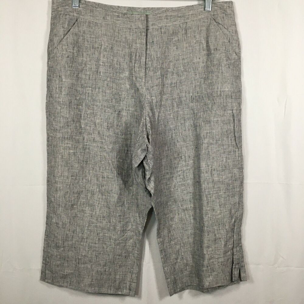 Nurture Pants Womens Sz XL Gray Linen High Rise Straight Leg Culotte Capri